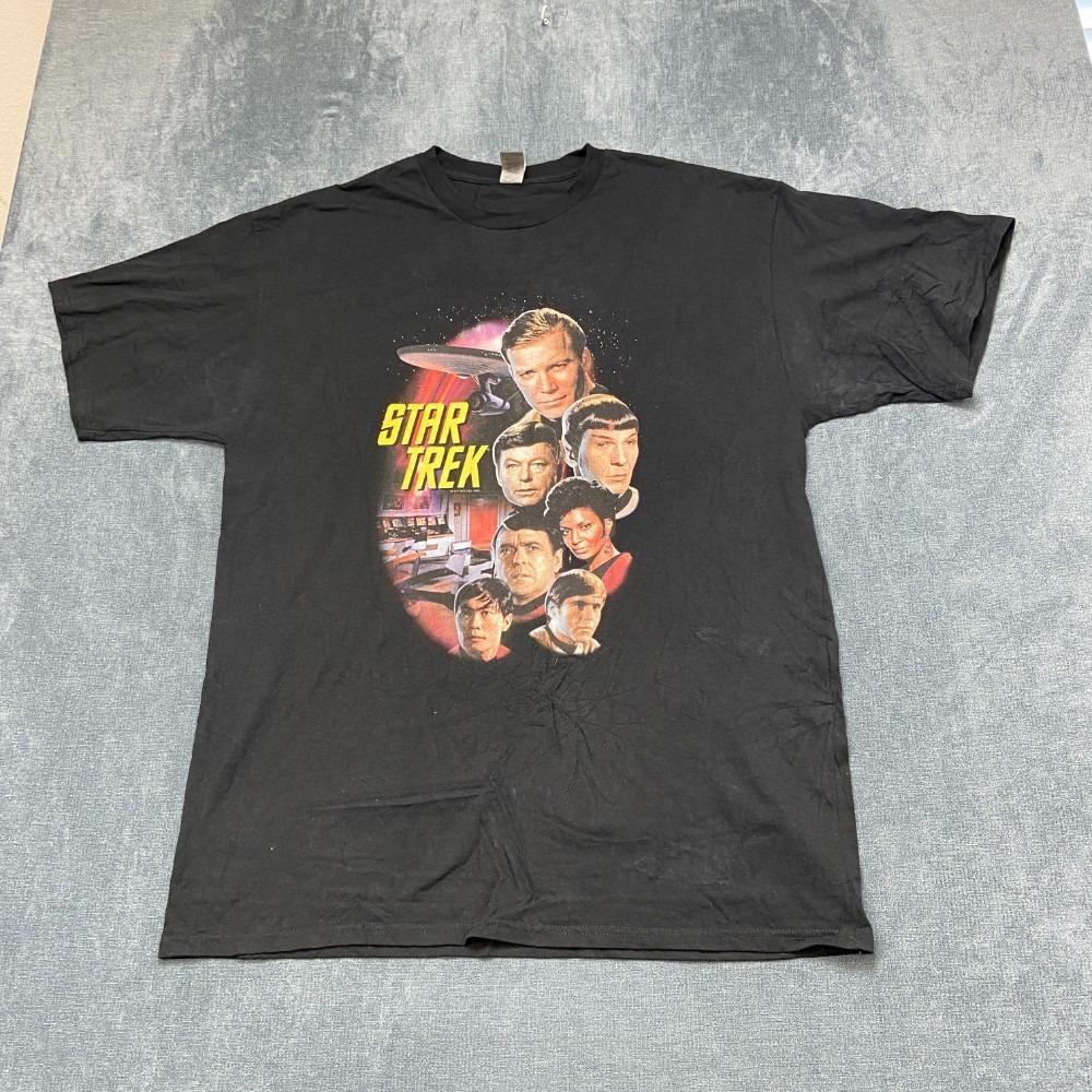 Gildan Ultra Cotton Star Trek T Shirt Mens XL Tall Black Dark Wash Everyday Wear